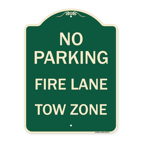 Signmission No Parking Fire Lane Tow Zone K-1645 Heavy-Gauge Aluminum Sign, 24" x 18", G-1824-23733 A-DES-G-1824-23733 - main